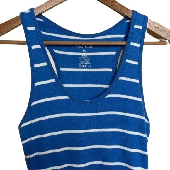 Maurices Tank Top Blue White Striped Sleeveless Casual Shirt Women's Size Medium - Picture 2 of 7